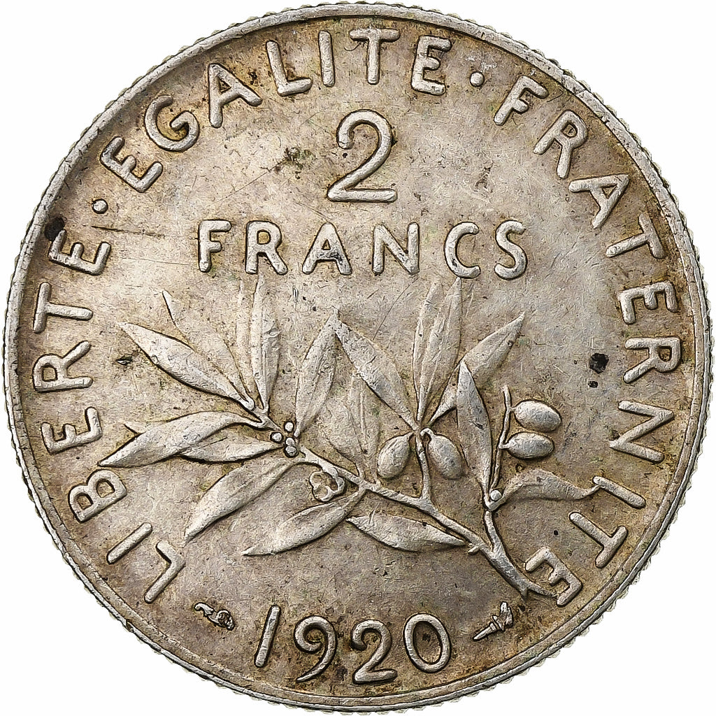 Frankreich, 2 Francs, Semeuse, 1920, Paris, Silber, VZ, Gadoury:532, KM:845.1