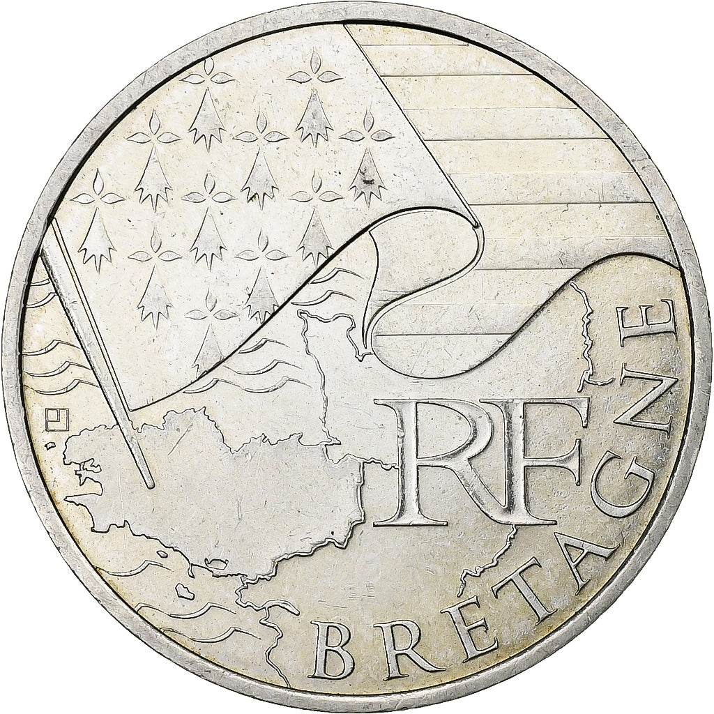 France, 10 Euro, Bretagne, 2010, Paris, Silver, MS(60-62)