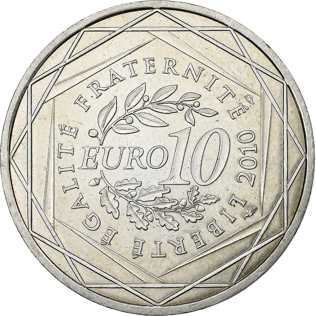 France, 10 Euro, Bretagne, 2010, Paris, Silver, MS(60-62)
