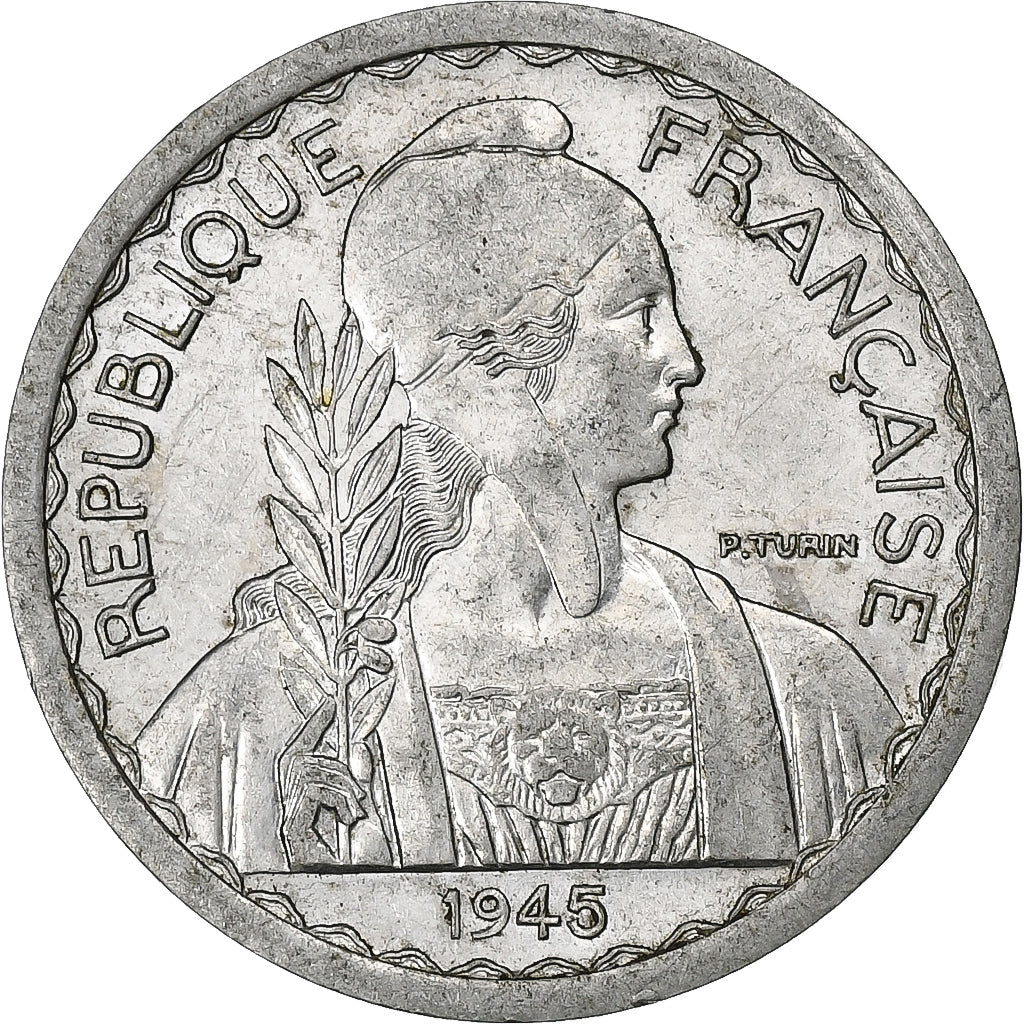FRENCH INDO-CHINA, 10 Cents, 1945, Paris, Aluminum, EF(40-45), Lecompte:186