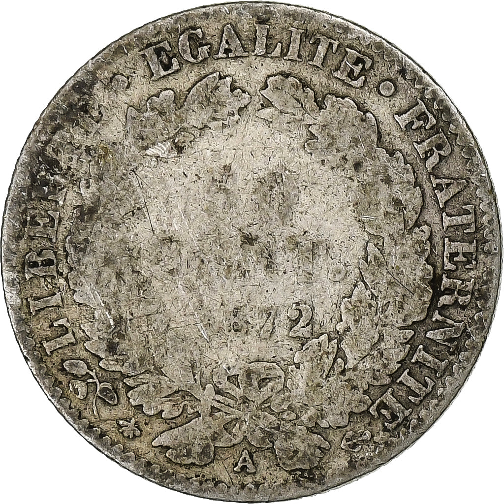 Frankrijk, 50 Centimes, Cérès, 1872, Paris, Zilver, ZG+, Gadoury:419a
