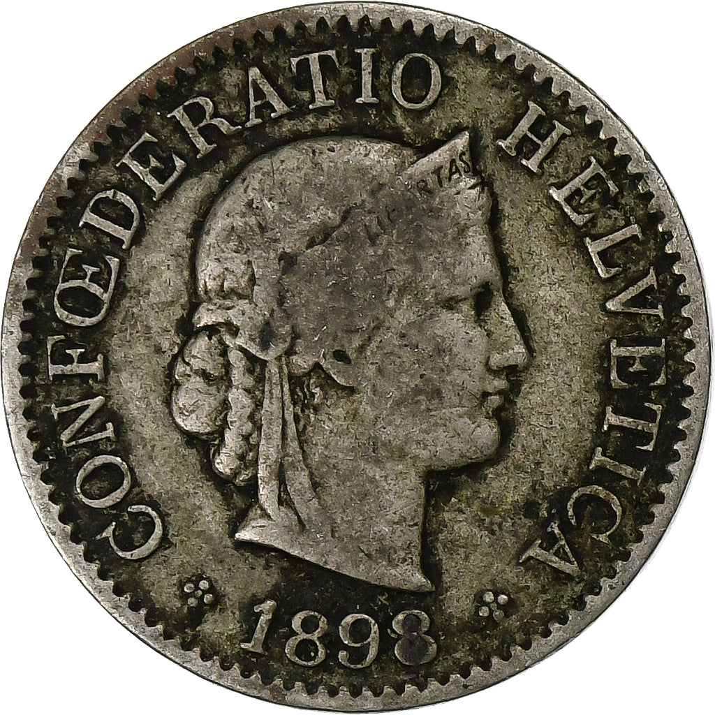 Suiza, 5 Rappen, 1898, Bern, Cobre - níquel, BC+, KM:26