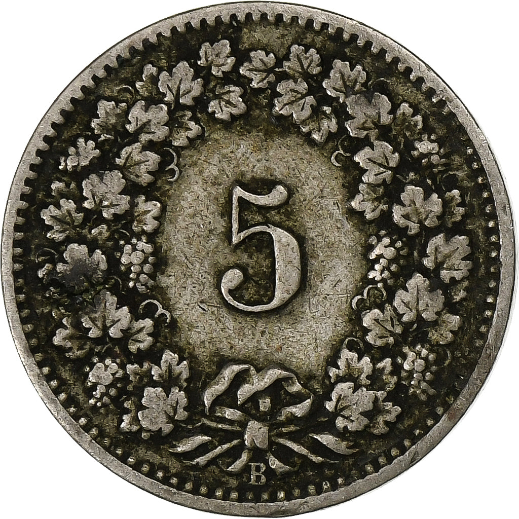 Suiza, 5 Rappen, 1898, Bern, Cobre - níquel, BC+, KM:26