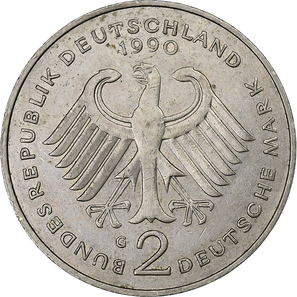Münze, Bundesrepublik Deutschland, 2 Mark, 1990, Karlsruhe, SS, Copper-Nickel