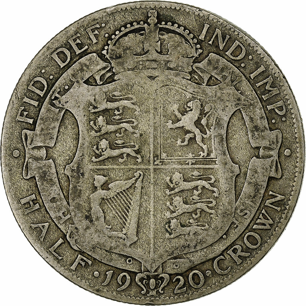 Monnaie, Grande-Bretagne, George V, 1/2 Crown, 1920, TB, Argent, KM:818.1a