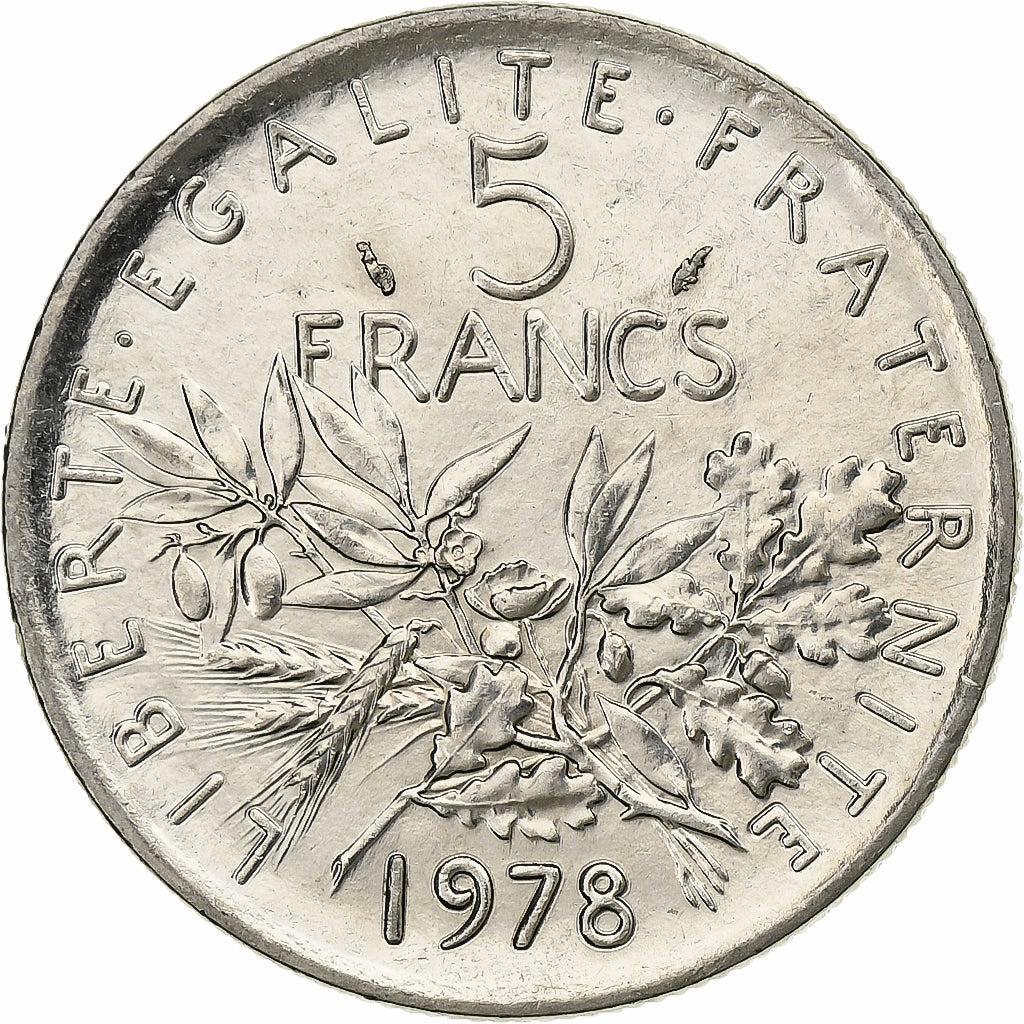 Francia, 5 Francs, Semeuse, 1978, Paris, Nichel placcato rame-nichel, SPL-