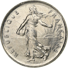 Frankrijk, 5 Francs, Semeuse, 1991, Paris, Nickel Clad Copper-Nickel, ZF+