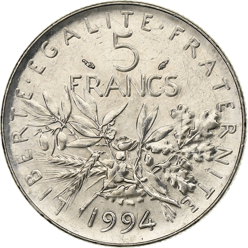 Francia, 5 Francs, Semeuse, 1994, Paris, Nichel placcato rame-nichel, BB