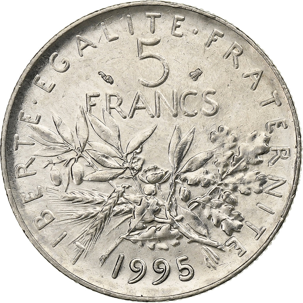 Moneta, Francia, Semeuse, 5 Francs, 1995, Paris, BB, Nichel placcato