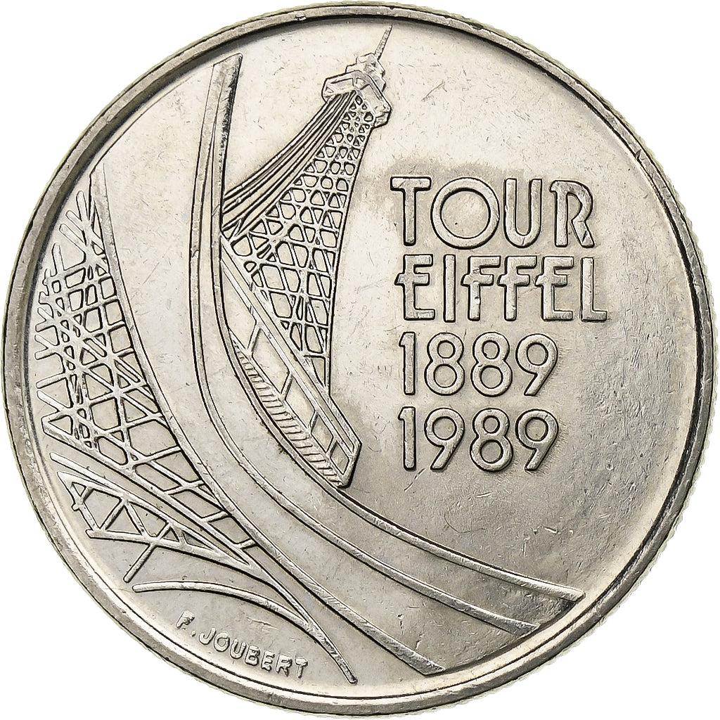 Francia, 5 Francs, Tour Eiffel, 1989, Paris, Nichel placcato rame-nichel, BB+