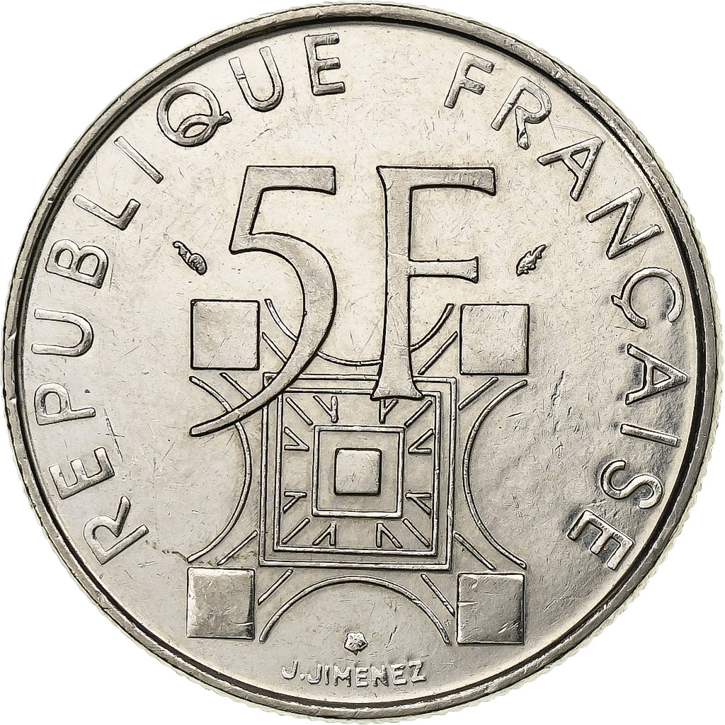 Francia, 5 Francs, Tour Eiffel, 1989, Paris, Nichel placcato rame-nichel, BB+