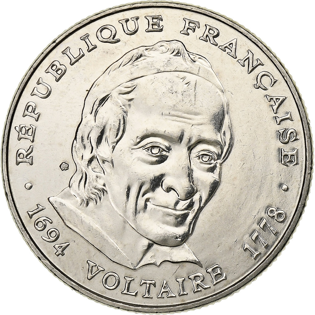 Francja, 5 Francs, Voltaire, 1994, Nikiel, AU(50-53), Gadoury:775, KM:1063