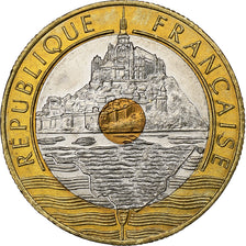 France, 20 Francs, Mont Saint Michel, 1992, Tri-Metallic, MS(60-62)