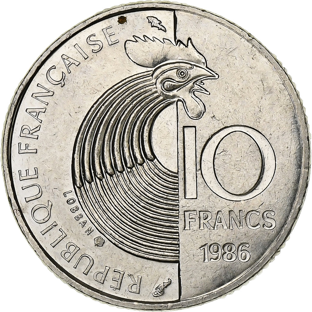 Francja, 10 Francs, Schumann, 1986, Nikiel, EF(40-45), Gadoury:825, KM:958