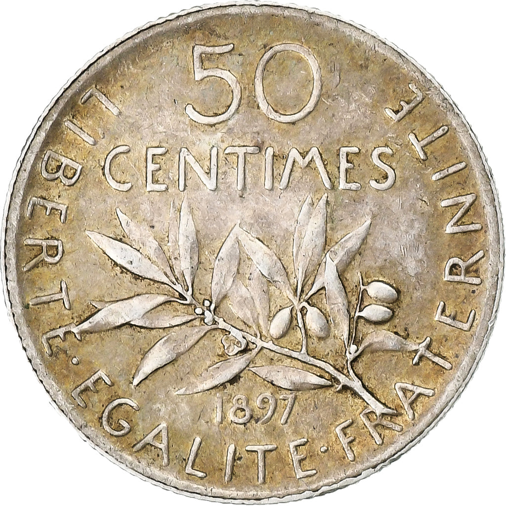 France, 50 Centimes, Semeuse, 1897, Paris, Silver, AU(50-53), Gadoury:420