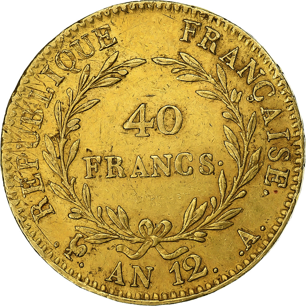 France, Napoléon I, 40 Francs, An 12, Paris, Or, TTB, Gadoury:1080