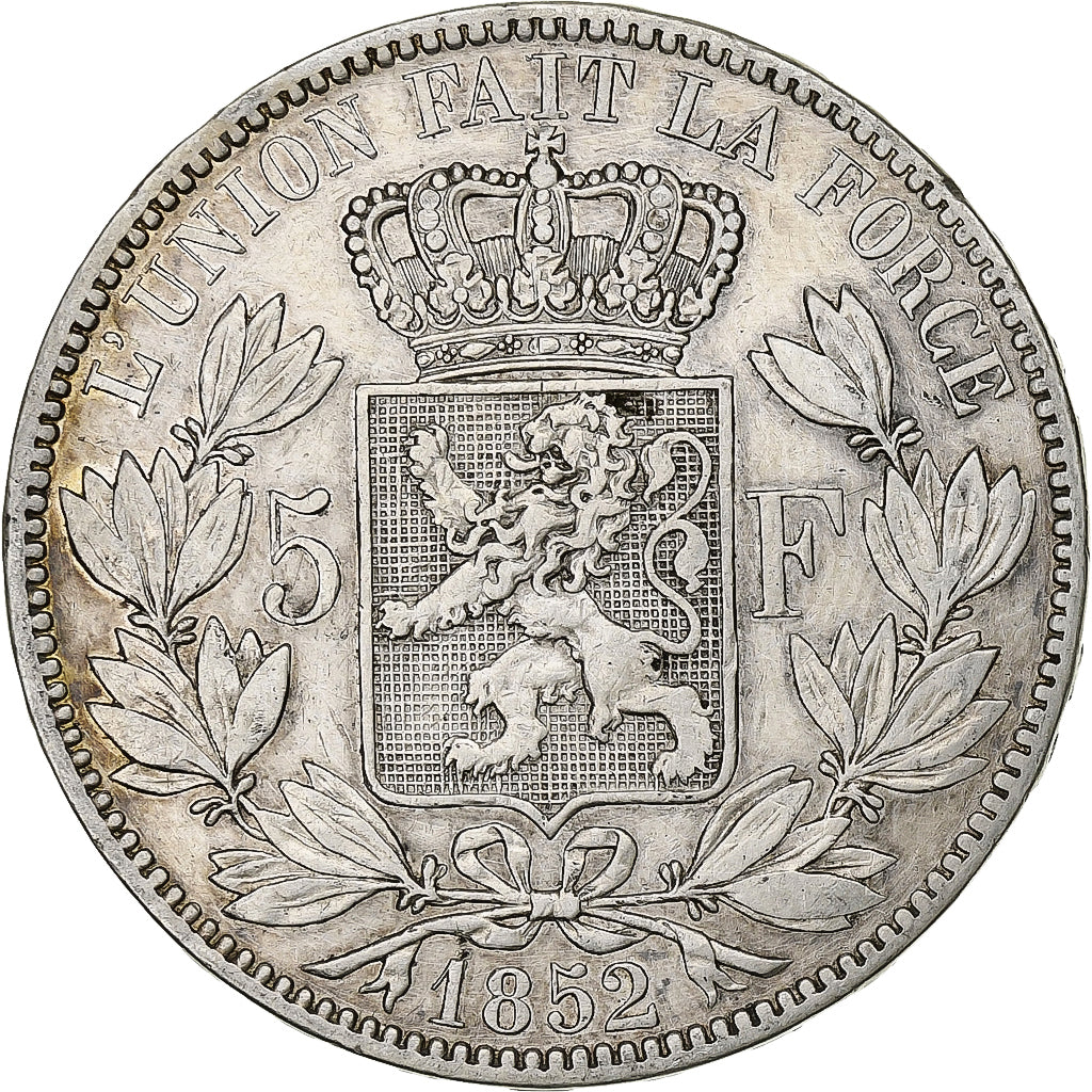 Belgium, Leopold I, 5 Francs, 5 Frank, 1852, Silver, VF(30-35), KM:17