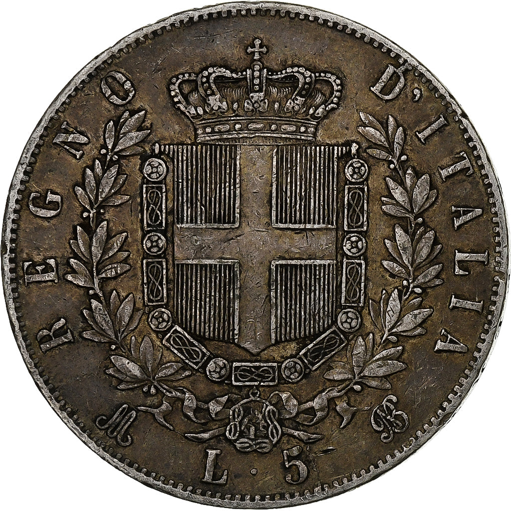 Italy, Vittorio Emanuele II, 5 Lire, 1874, Milan, VF(30-35), Silver, KM:8.3