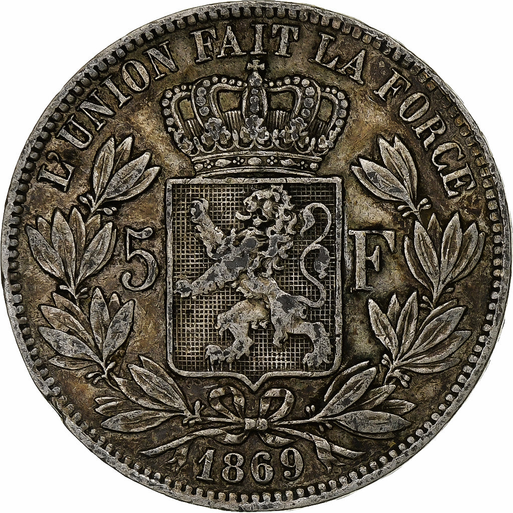 Belgium, Leopold II, 5 Francs, 5 Frank, 1869, Silver, VF(20-25), KM:24