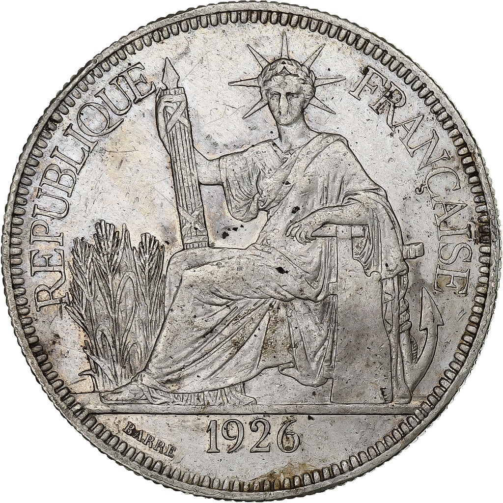 FRENCH INDO-CHINA, Piastre, 1926, Paris, AU(50-53), Silver, KM:5a.1