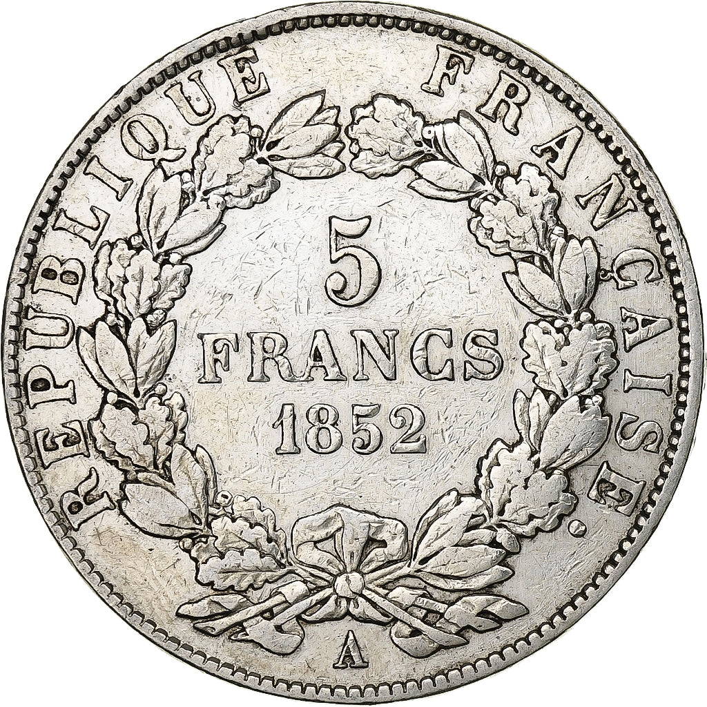 Frankrijk, 5 Francs, Napoléon III, 1852, Paris, Zilver, FR, Gadoury:726, Le