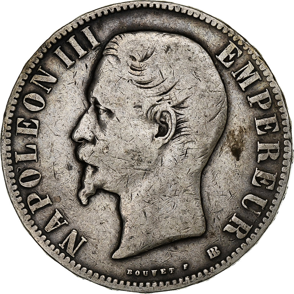 Francia, Napoleon III, 5 Francs, Napoléon III, 1855, Strasbourg, Argento, MB