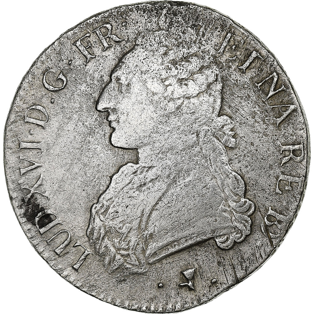 France, Louis XVI, Écu de Béarn aux branches d'olivier, 1776, Pau, Silver