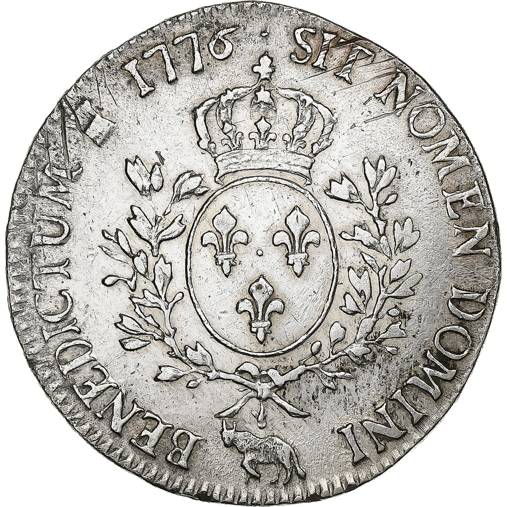 France, Louis XVI, Écu de Béarn aux branches d'olivier, 1776, Pau, Silver