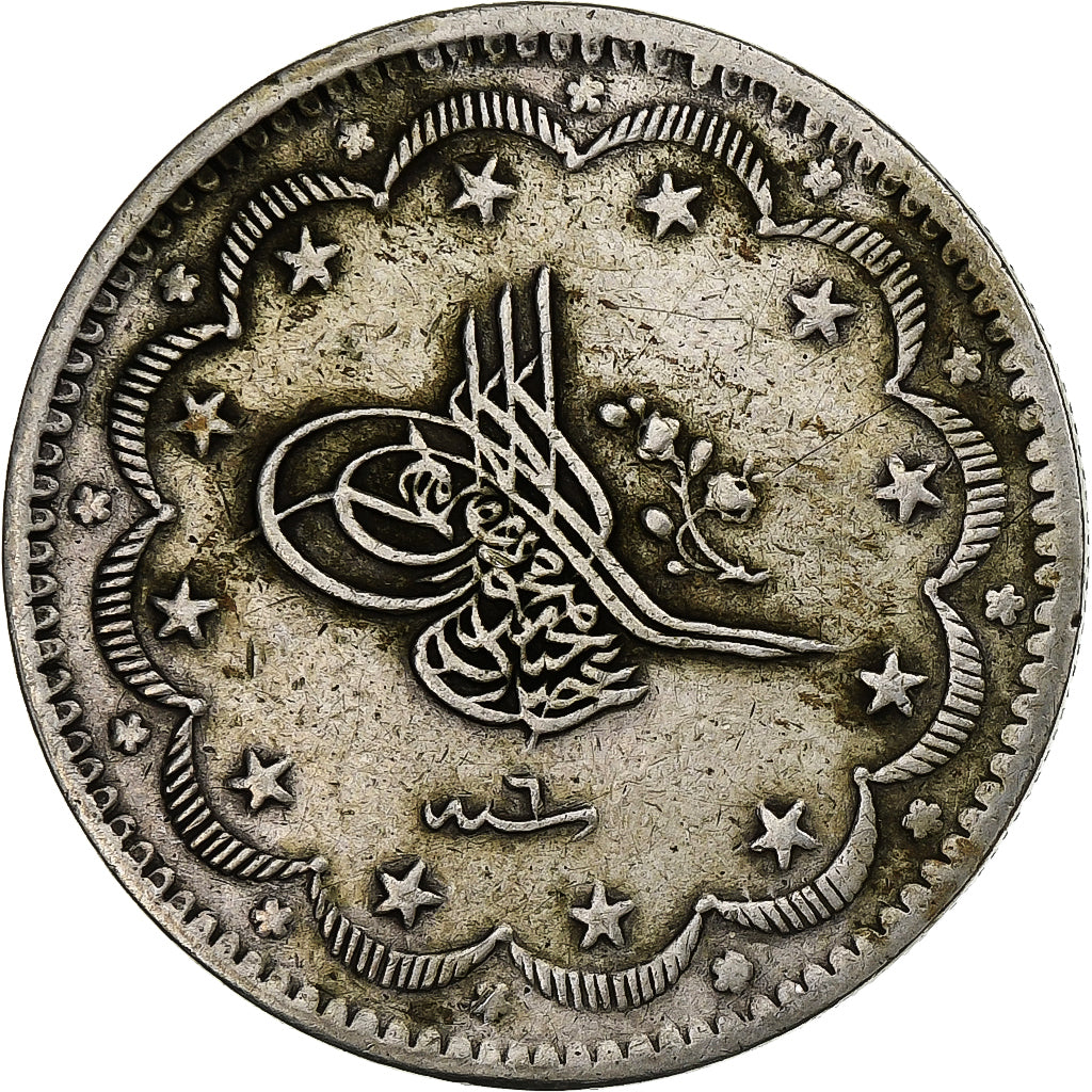 Turkey, Muhammad V, 20 Kurush, 1917, Qustantiniyah, Silver, VF(30-35), KM:780