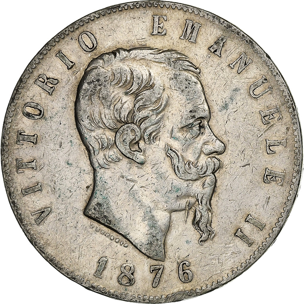 Coin, Italy, Vittorio Emanuele II, 5 Lire, 1876, Rome, VF(20-25), Silver, KM:8.4