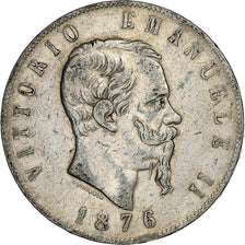 Coin, Italy, Vittorio Emanuele II, 5 Lire, 1876, Rome, VF(20-25), Silver, KM:8.4
