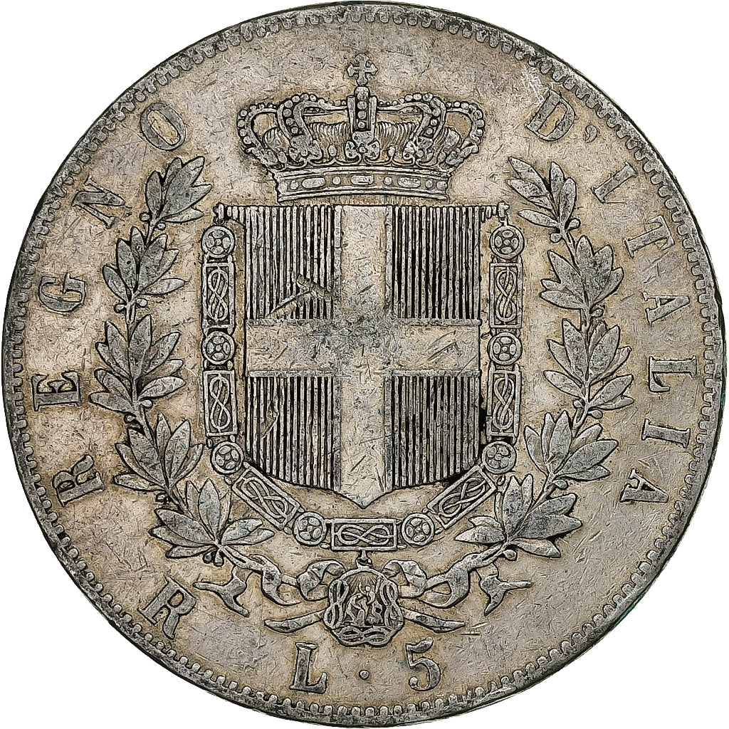 Coin, Italy, Vittorio Emanuele II, 5 Lire, 1876, Rome, VF(20-25), Silver, KM:8.4