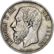 Belgium, Leopold II, 5 Francs, 1868, Brussels, Tranche A, Silver, VF(30-35)