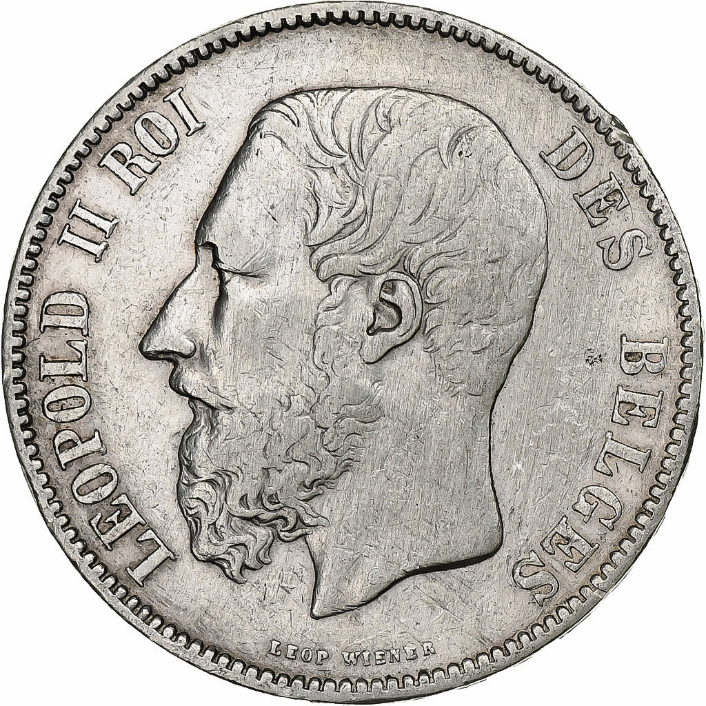 Belgio, Leopold II, 5 Francs, 5 Frank, 1875, Argento, MB+, KM:24