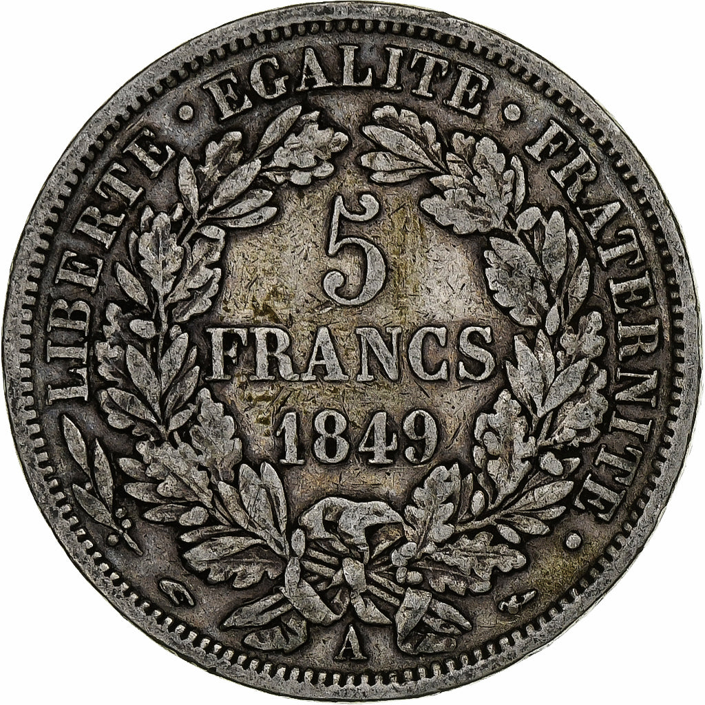 Francja, 5 Francs, Cérès, 1849, Paris, Srebro, VF(20-25), Gadoury:719