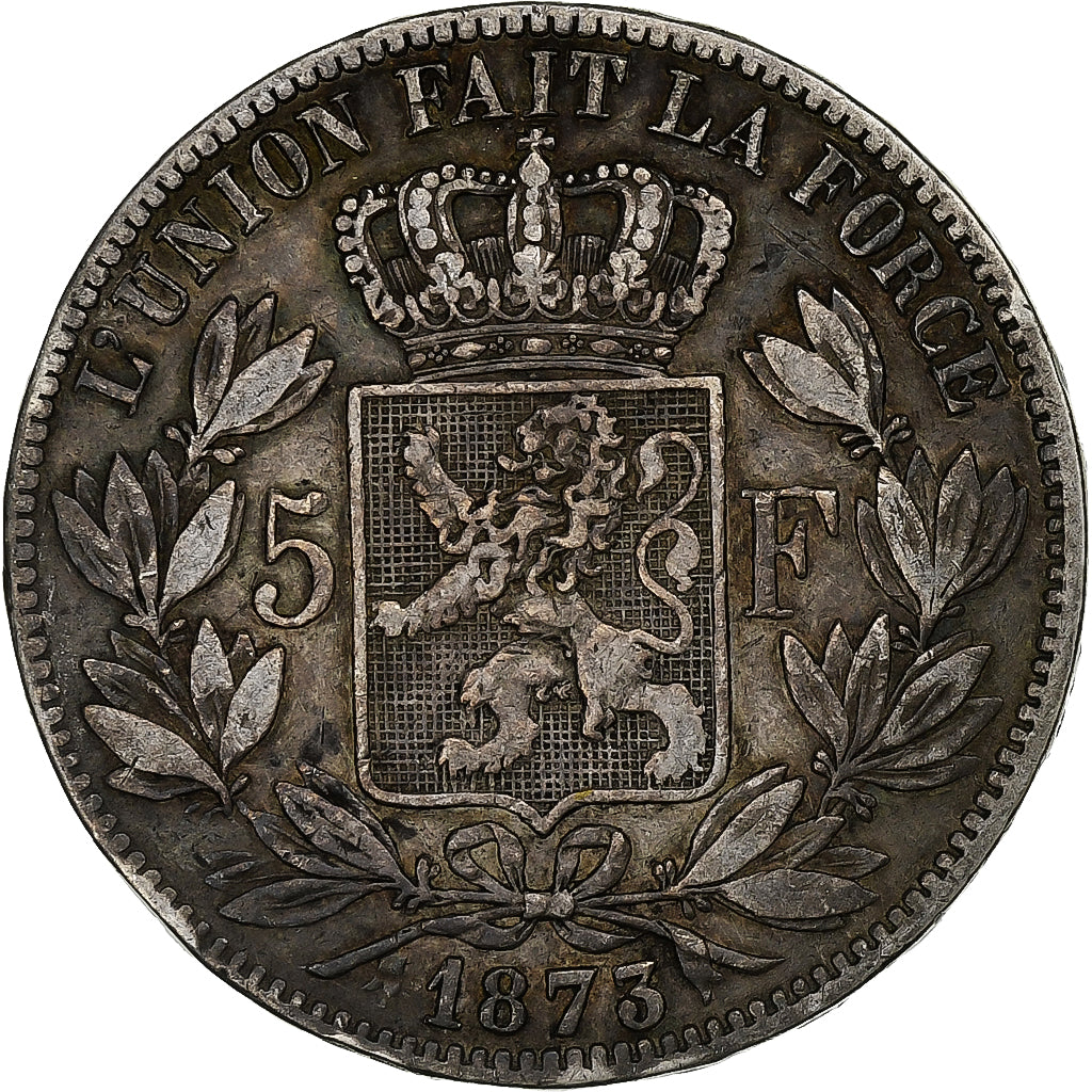 Belgium, Leopold II, 5 Francs, 5 Frank, 1873, Silver, VF(20-25), KM:24