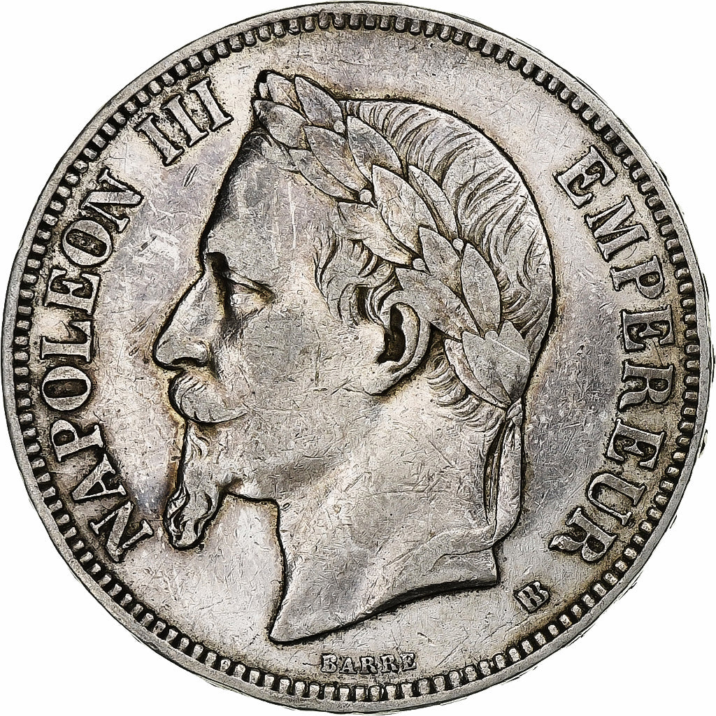 France, 5 Francs, Napoléon III, 1869, Strasbourg, Silver, EF(40-45)