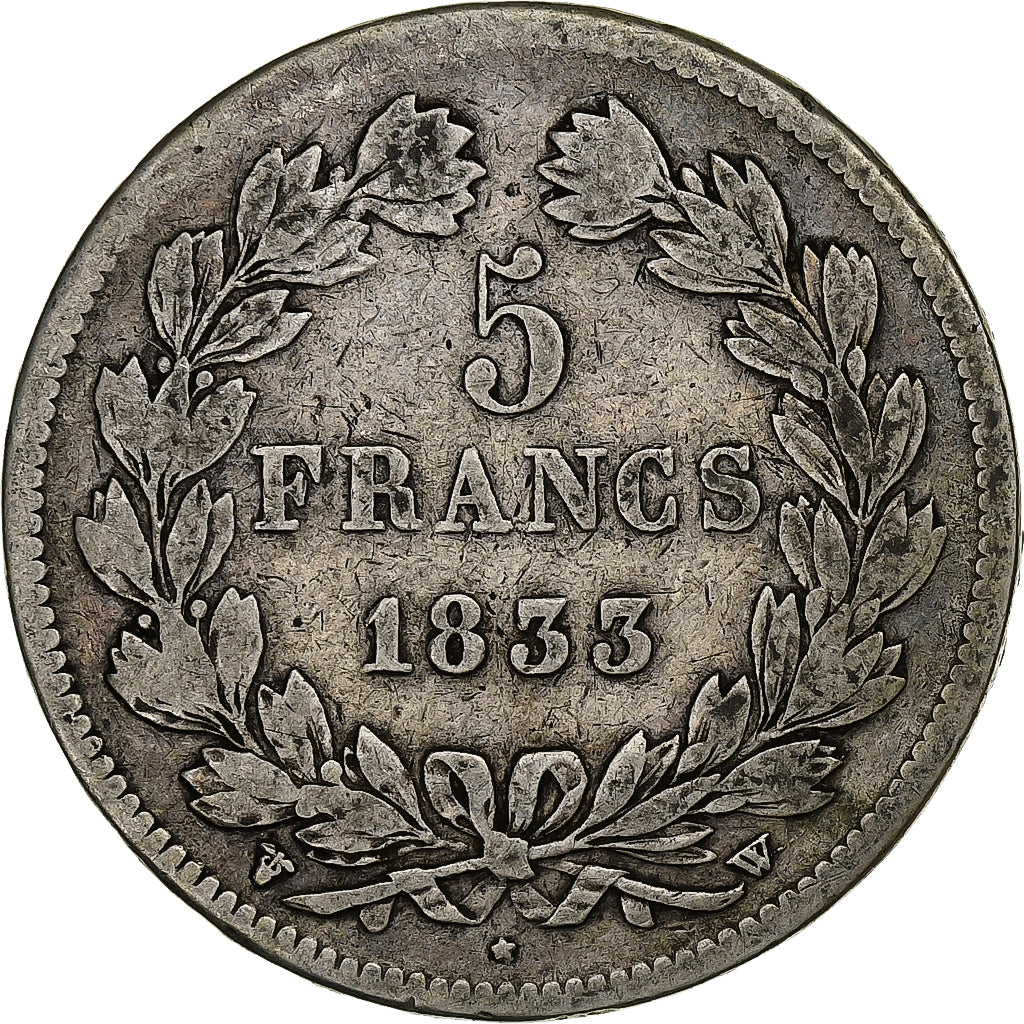 Münze, Frankreich, Louis-Philippe, 5 Francs, 1833, Lille, S, Silber, KM:749.13