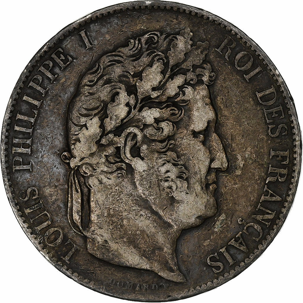 France, 5 Francs, Louis-Philippe, 1844, Lille, Silver, VF(30-35), Gadoury:678a