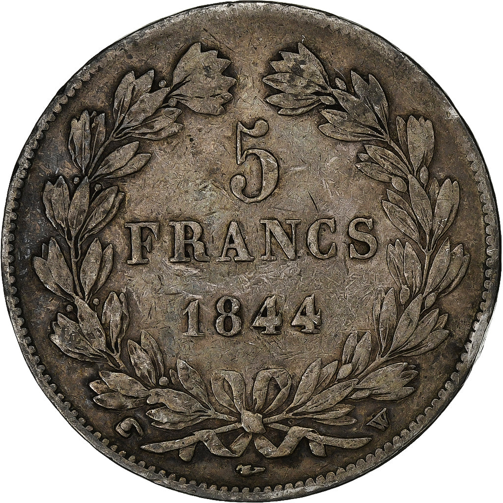 France, 5 Francs, Louis-Philippe, 1844, Lille, Silver, VF(30-35), Gadoury:678a