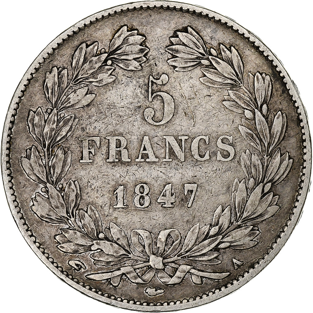 France, 5 Francs, Louis-Philippe, 1847, Paris, Silver, EF(40-45), Gadoury:678a