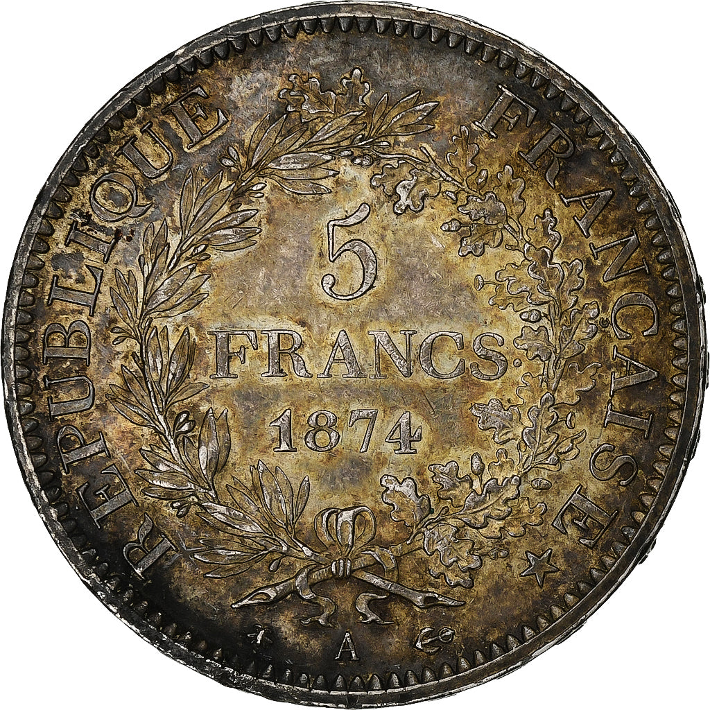 Moneta, Francia, Hercule, 5 Francs, 1874, Paris, SPL-, Argento, Gadoury:745a