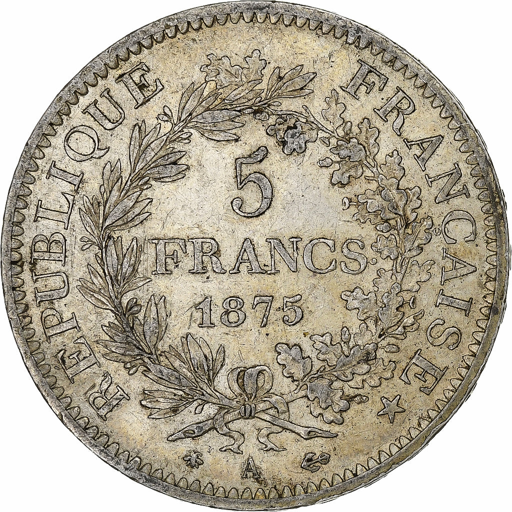 Moneta, Francia, Hercule, 5 Francs, 1875, Paris, BB, Argento, KM:820.1