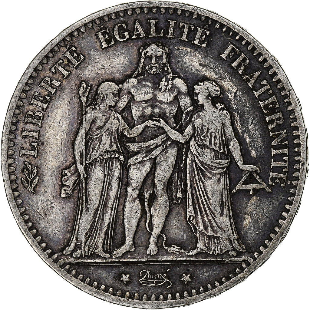 France, 5 Francs, Hercule, 1876, Bordeaux, Silver, VF(30-35), Gadoury:745a