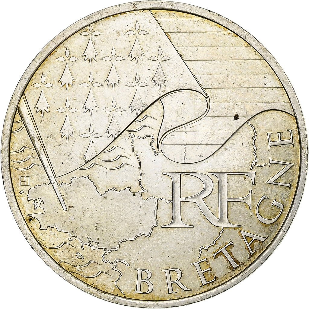 France, 10 Euro, 2010, Bretagne, EF(40-45), Silver, KM:1648