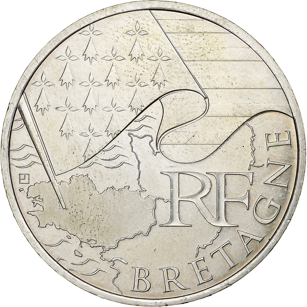 France, 10 Euro, Bretagne, 2010, Silver, AU(55-58), KM:1648