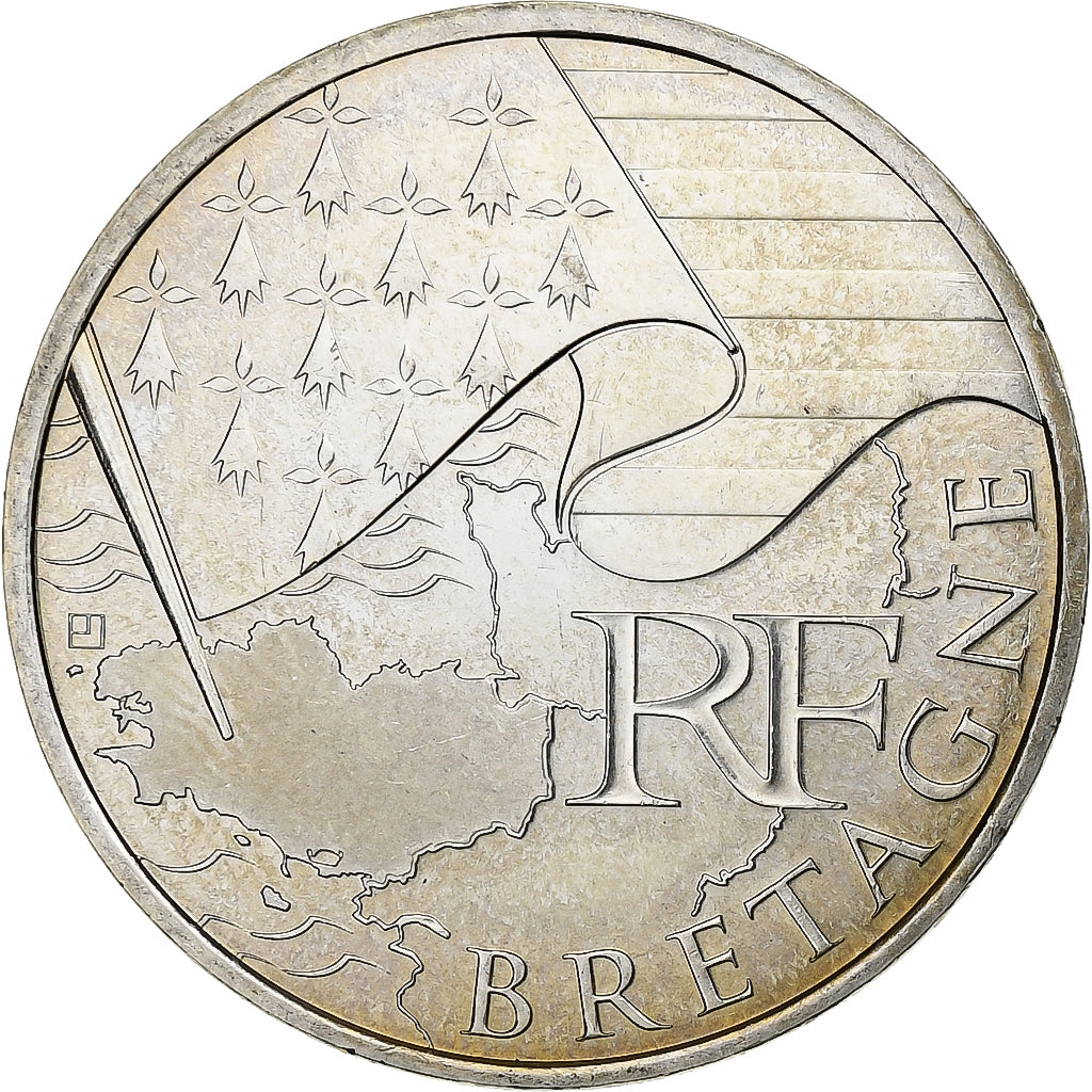 France, 10 Euro, Bretagne, 2010, Silver, AU(50-53), KM:1648