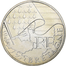 França, 10 Euro, Bretagne, 2010, Prata, AU(55-58), KM:1648