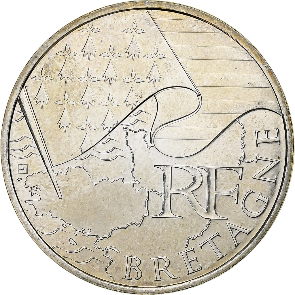 France, 10 Euro, Bretagne, 2010, Silver, AU(55-58), KM:1648
