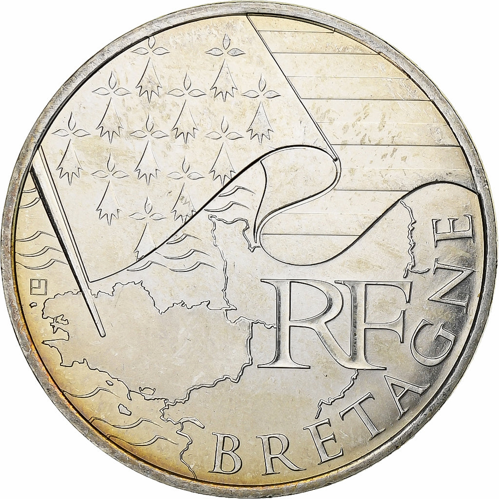 France, 10 Euro, Bretagne, 2010, Silver, AU(55-58), KM:1648